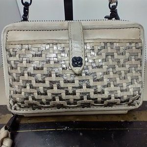 IVORY/GOLD MINI ORGANIZER CROSSBODY BAG